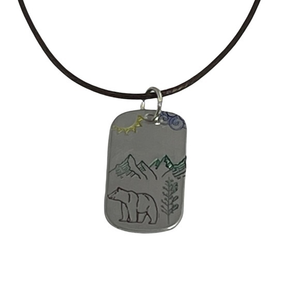 Handmade nature scene silver hypoallergenic‎ aluminum pendant leather necklace